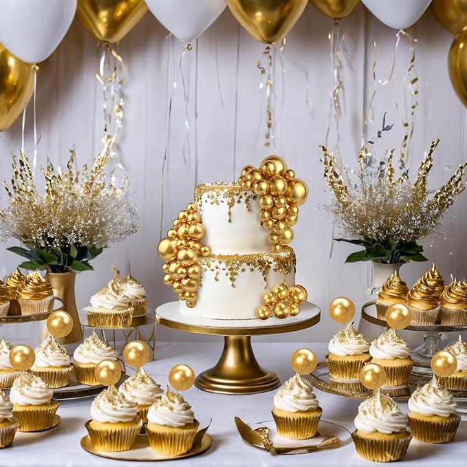113 PCS 5 Size Ball Cake Picks Colorful Ball Shaped Cake Topper Pearl