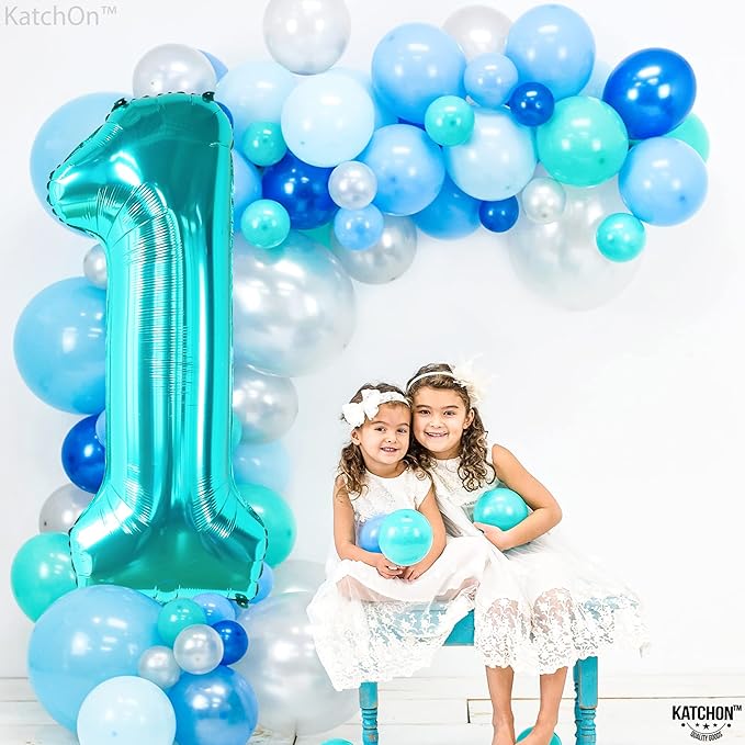 KatchOn, Giant Blue Teal Number 1 Balloon Number - 40 Inch | Mylar