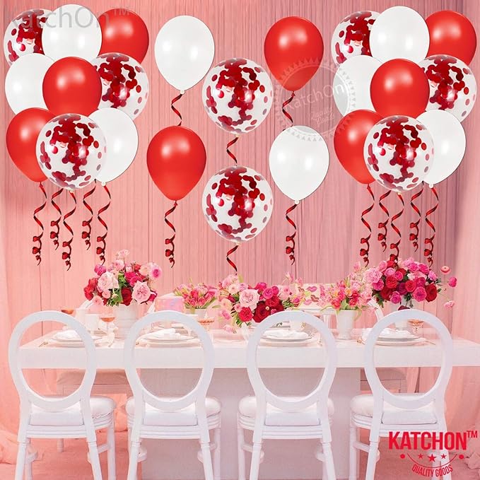 Valentines Day Balloons Red White 12 Inch Pack of 40 Valentines