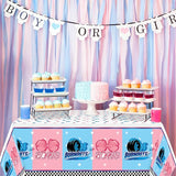 3Pcs Burnouts or Bows Gender Reveal Tablecloth Boy or Girl Plastic