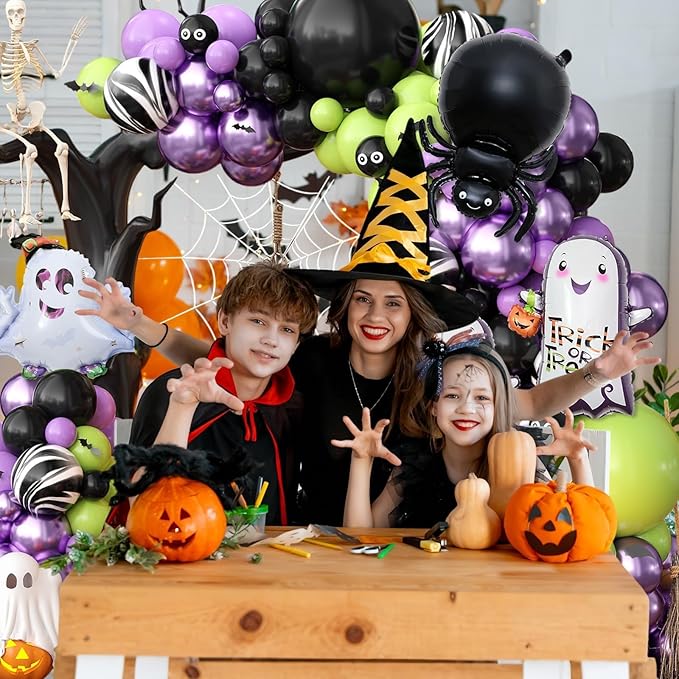120 Pcs Halloween Balloon Arch Garland Purple and Black Balloon Arch