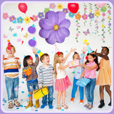 Aoriher Daisy Flower Piñata Set with Blindfold and Bat Purple Flower