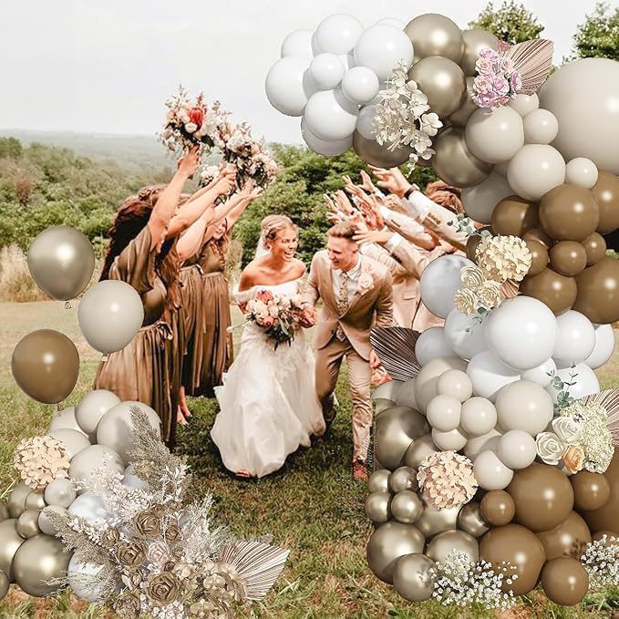 Cream White, Ivory Beige Balloons - Metallic Gold, Pearl White Sand -