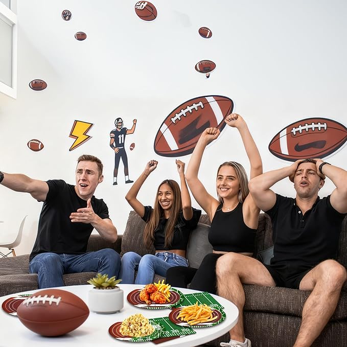 Football Plates and Napkins 150Pcs Football Party Supplies Kit