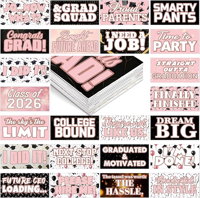 24 Designs Graduation Photo Booth Props Double Sided 11x5.51''