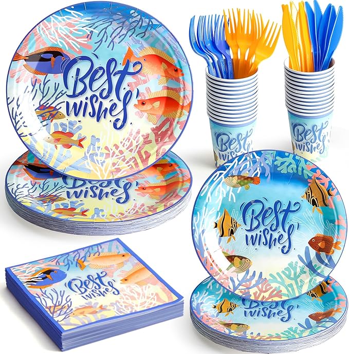 144Pcs Under the Sea Animal Birthday Party Supplies