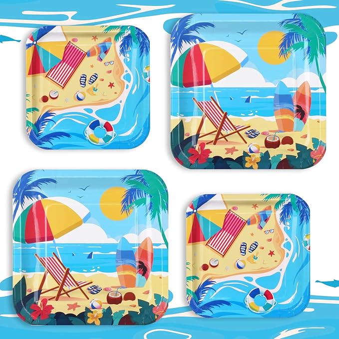 80 PCS Beach Theme Party Supplies Set Ultimate Summer Pool Pack with