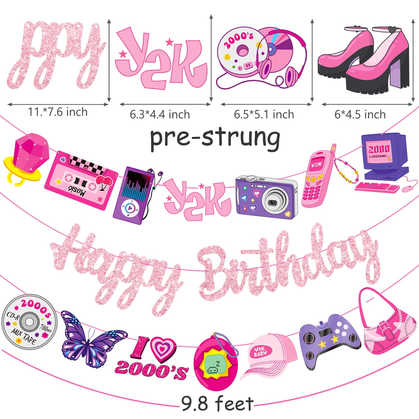 Y2k 2000s Birthday Party Banners Hot Girls Pink Birthday Party