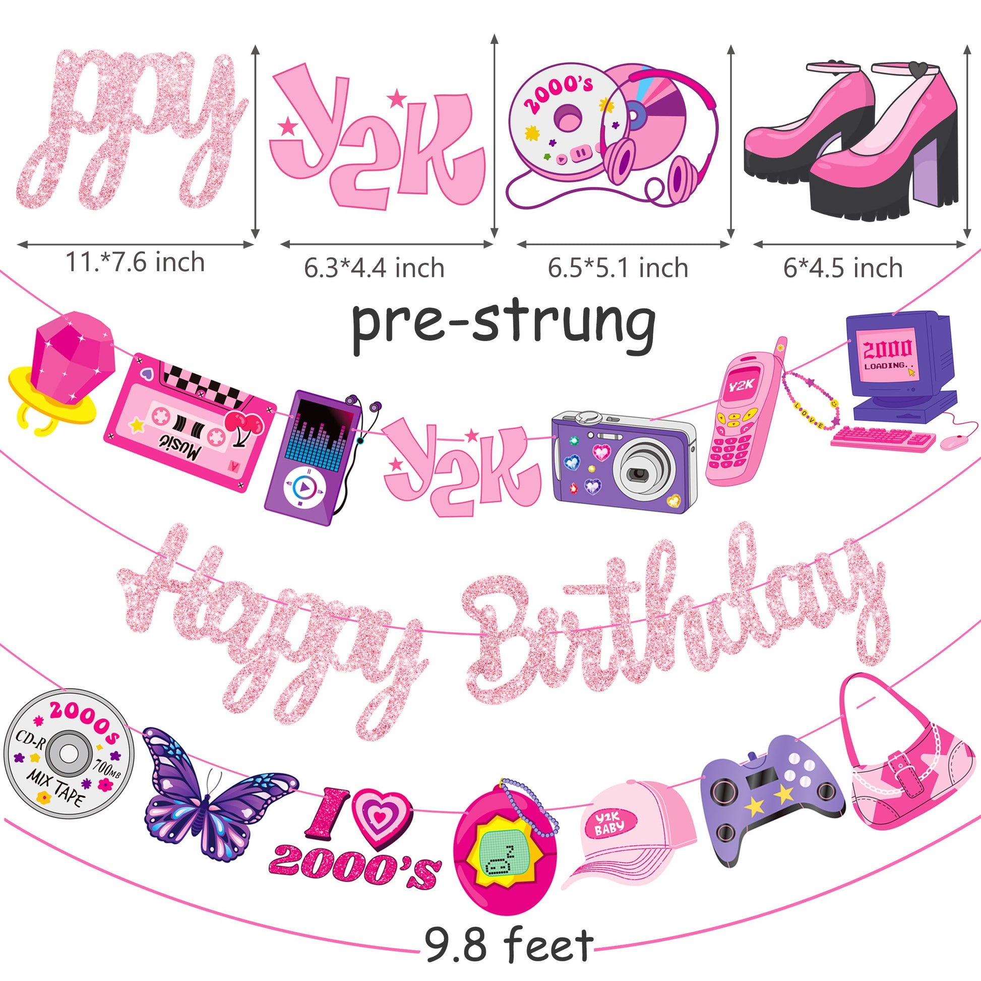 Y2k 2000s Birthday Party Banners Hot Girls Pink Birthday Party