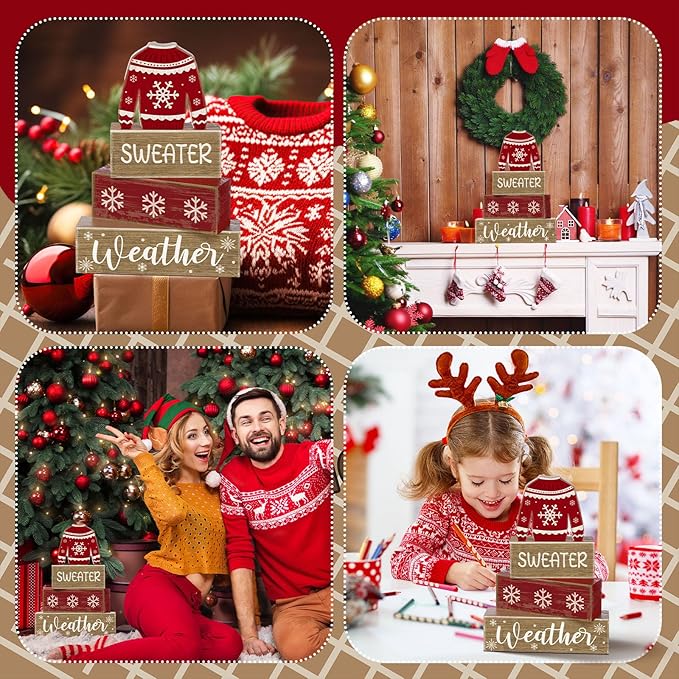 4 Pcs Christmas Table Decorations Ugly Sweater Christmas Decor