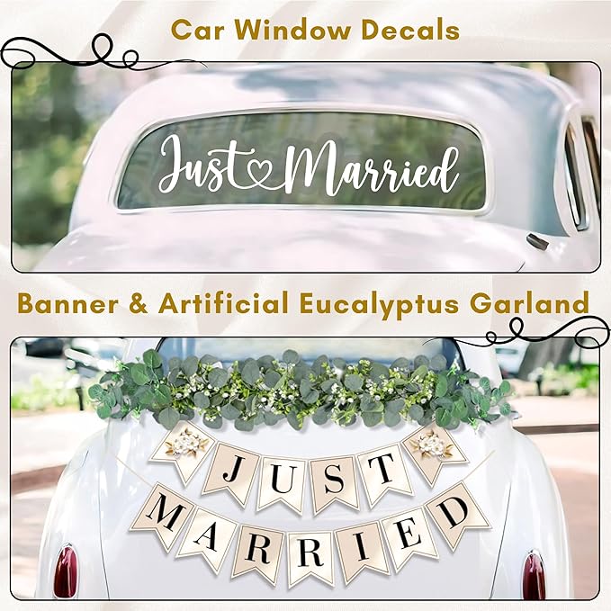 33 Pc Just Married Car Decorations Wedding Reception & Ceremony
