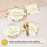 96 Pcs Happy Engagement Party Supplies White and Gold Engagement