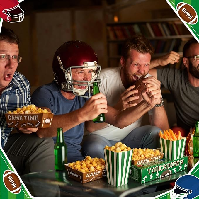 108 Pcs 36 Sets Football Movie Night Snack Trays Popcorn Boxes