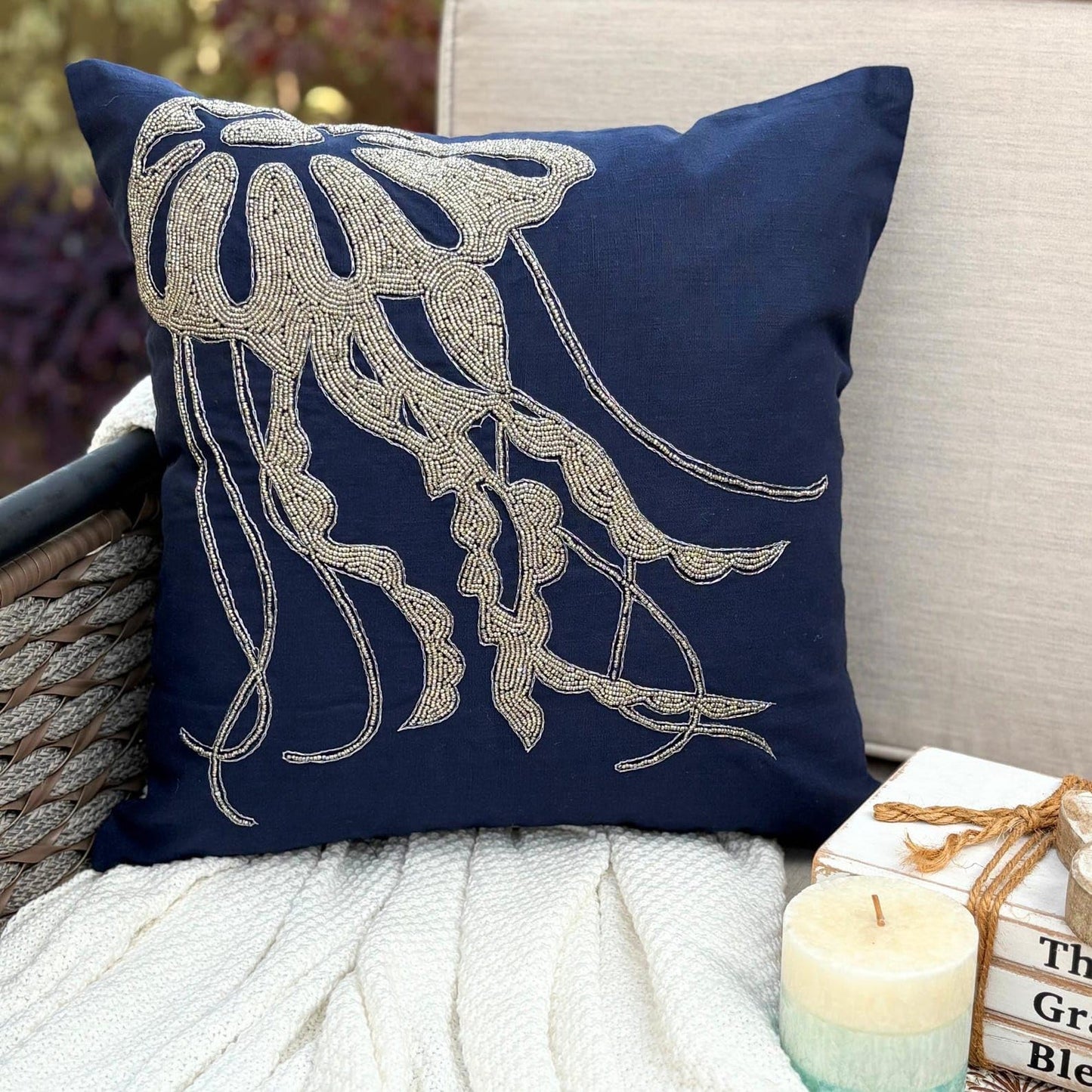 The HomeCentric Navy Blue Decorative Pillowcases Pack of 2, 16x16 inch