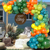Jungle Themed Balloon Garland Arch Kit Sage Green Orange Yellow