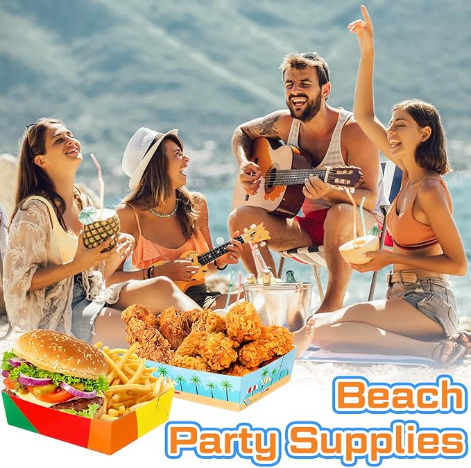 36 Pack Beach Party Supplies Large 5 lb Beach Pool Plates Trays