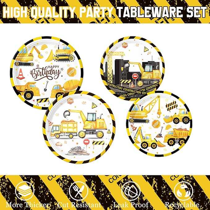 Construction Birthday Party Supplies Includes Plates Napkins Cups