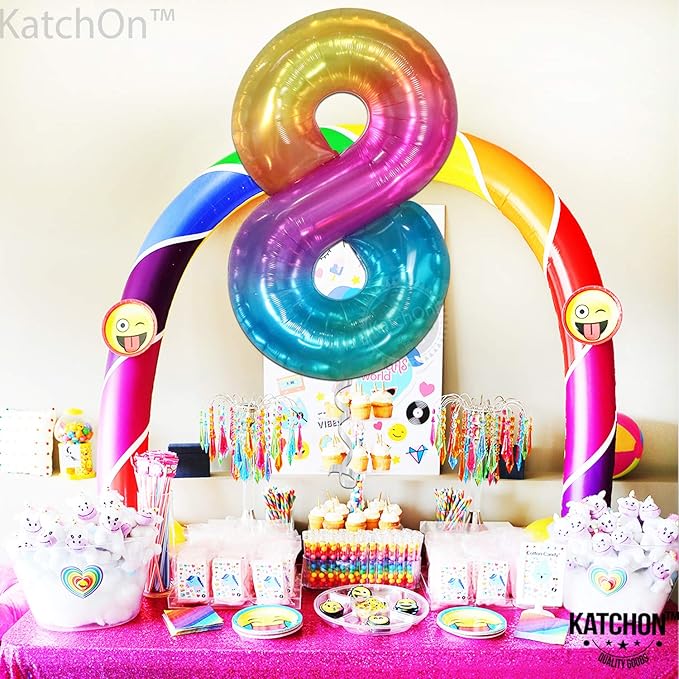 KatchOn, Giant Rainbow Number 8 Balloon - 40 Inch | 8 Balloons for