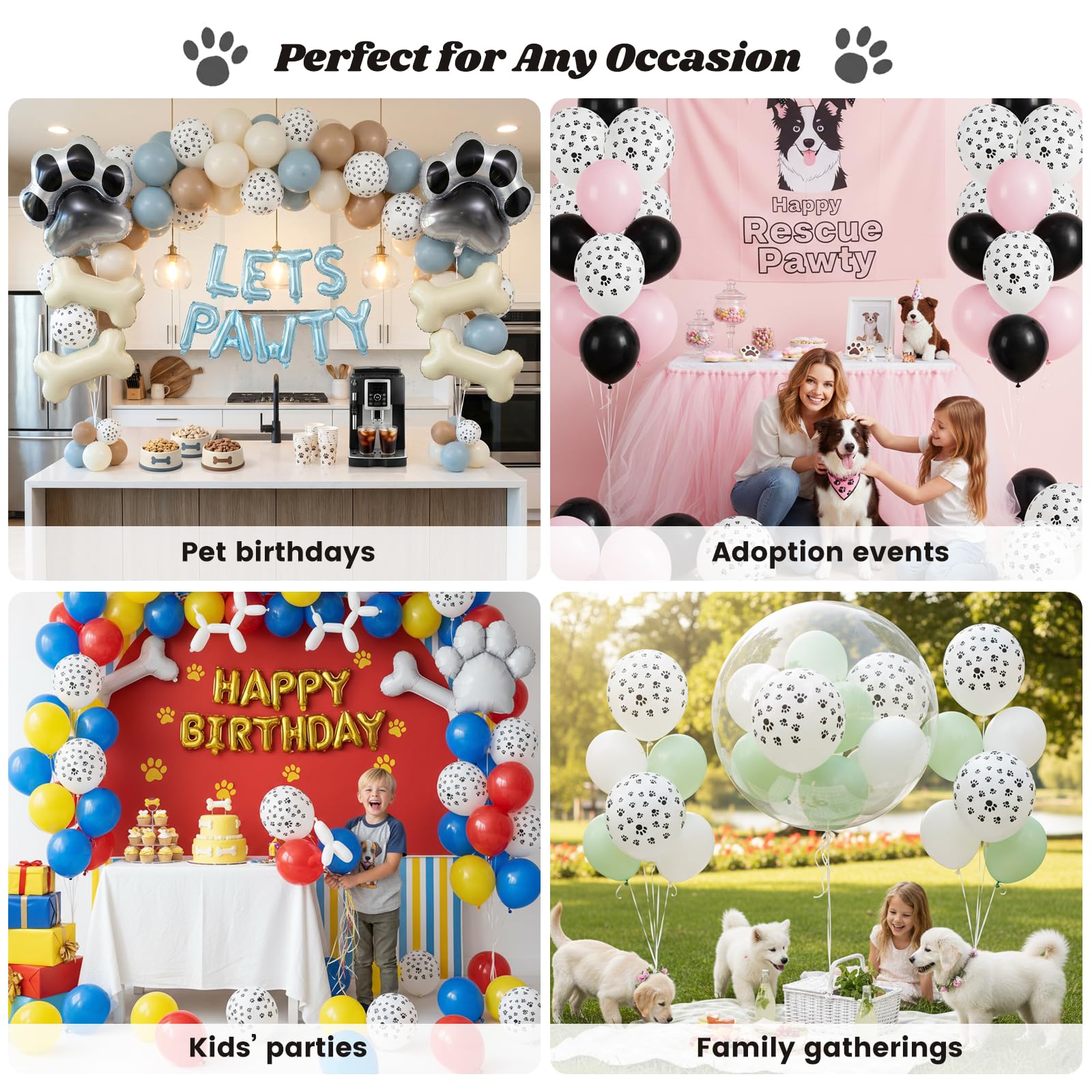 Koogel 100PCS 12 Inch Dog Balloons for Birthday Party, Dog Paw Print