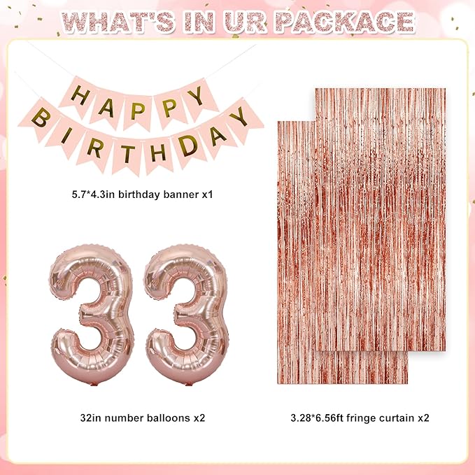 Woman Lady Rose Gold Birthday Party Decorations Rose Gold Happy