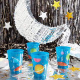 BLUE PANDA Plastic Party Cups 16 Pack - Outer Space Reusable Tumblers