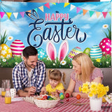 Large Happy Easter Banner 72x44 Inch Colorful Easter Eggs & Bunny