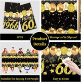 Uiorgui 2pcs 60th Birthday Tablecloth, Black Gold 60th Birthday