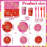 144PCS Valentine's Day Party Supplies Valentines Day Tableware Set