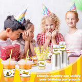 50 Sets Construction Theme Party Plastic Cups with Lids and Straws