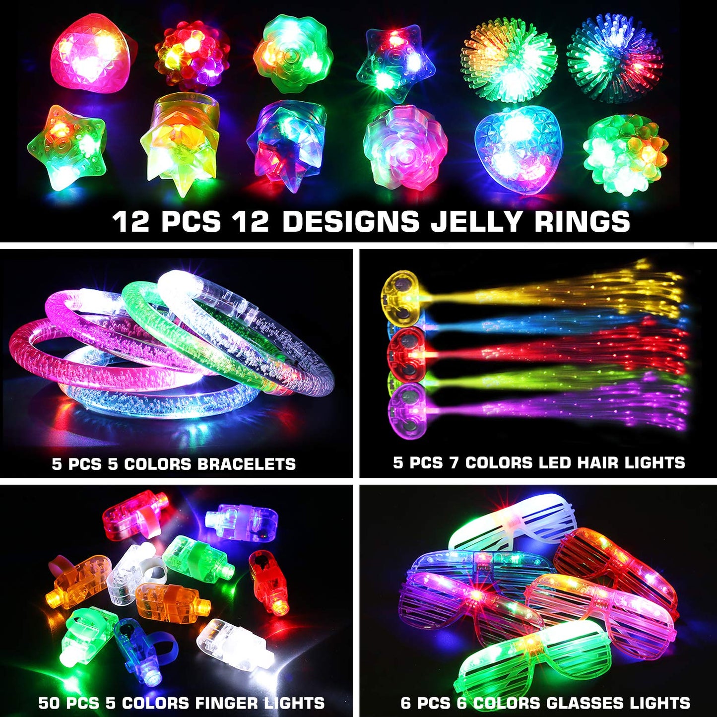 78PCs LED Light Up Toy Party Favors/Supplies Bulk Glow In The Dark For