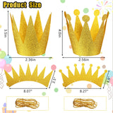 Gersoniel 24 Pieces Gold Crown Hats Mini Paper Glitter Crowns with