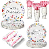 252 Pcs Wildflowers Retirement Party Tableware Set Included Plates