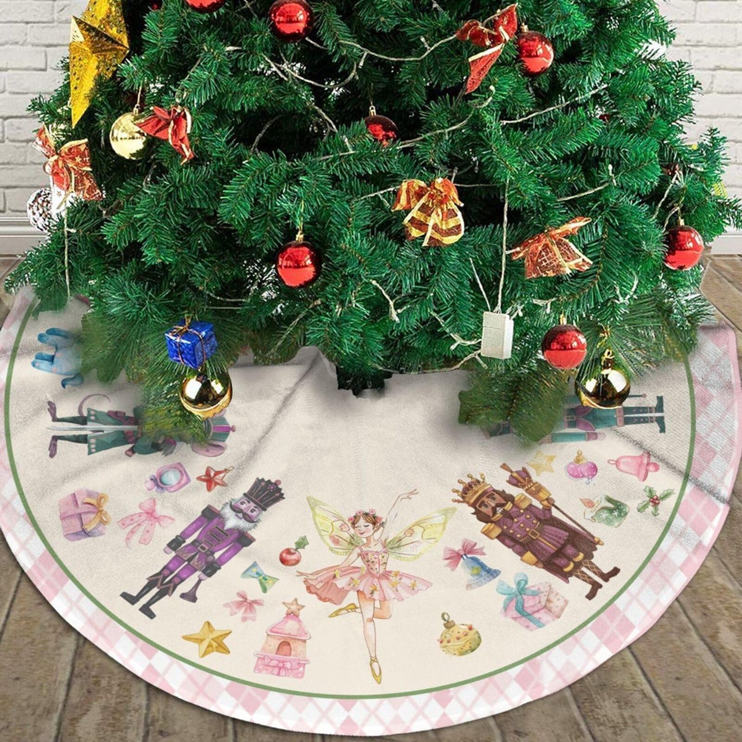 Pink Nutcracker Christmas Tree Skirt 48" Christmas Nutcracker Ballet