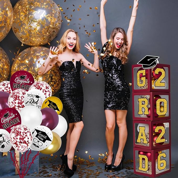 Graduation Decorations Class of 2026 - Maroon and Gold Graduation