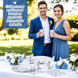 250 Pcs Something Blue Disposable Plates and Napkins Bridal Shower
