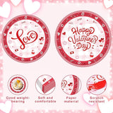 96 Pieces Valentine's Day Tableware Set Red and White Disposable