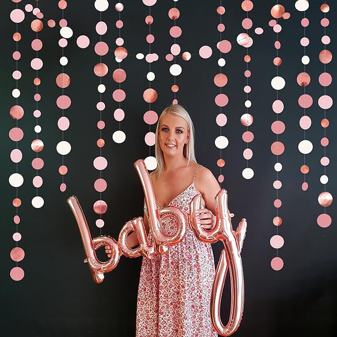 Rose Gold Party Decorations Dusty Pink Circle Dots Garland Blush