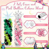 2 Sets Pink and Green Balloon Column Stand Kit Princess Crown and