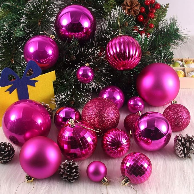 Fuchsia 4.0" X Large Christmas Balls - Christmas Tree Decoration