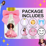 Small 12 Pack Princess Party Favors DIY Candy Jars with Ribbons and