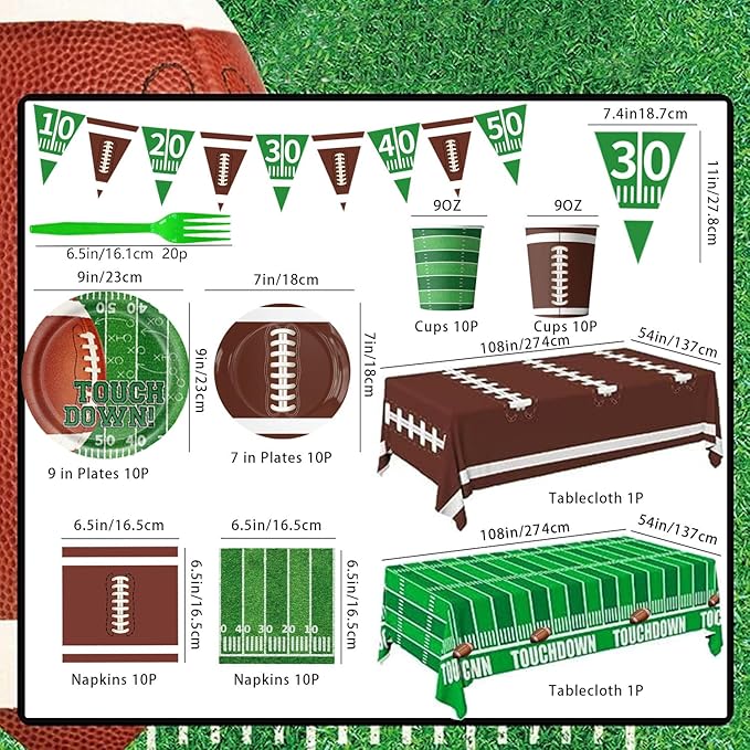 Football Party Supplies tableware Set serve 20 Guestes Football Game