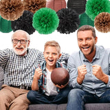 Football Party Decorations Paper Flowers 15pcs Green Brown Black