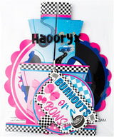 Burnout or Bow Gender Reveal Party Cupcake Stand 2Pcs 3 Tier Racing