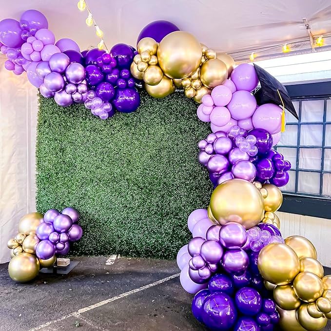 BAUANOOY Purple and Gold balloons, 60pcs 12 Inch Purple Metallic