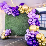 BAUANOOY Purple and Gold balloons, 60pcs 12 Inch Purple Metallic