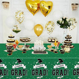 QZYL 2 PCS Graduation Tablecloth, 108" X 54" Green Graduation Table