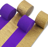 PartyWoo Purple and Gold Crepe Paper Streamers 4pcs 328ft Pack of
