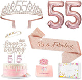 55th Birthday Decorations for Women 55th Birthday Sash and Crown