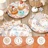 200 Pcs Fall Pumpkin Gender Reveal Baby Shower Paper Plates Napkins