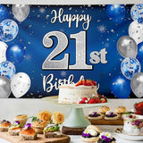 Happy 21st Birthday Decorations 21 Blue & Silver Balloon Large